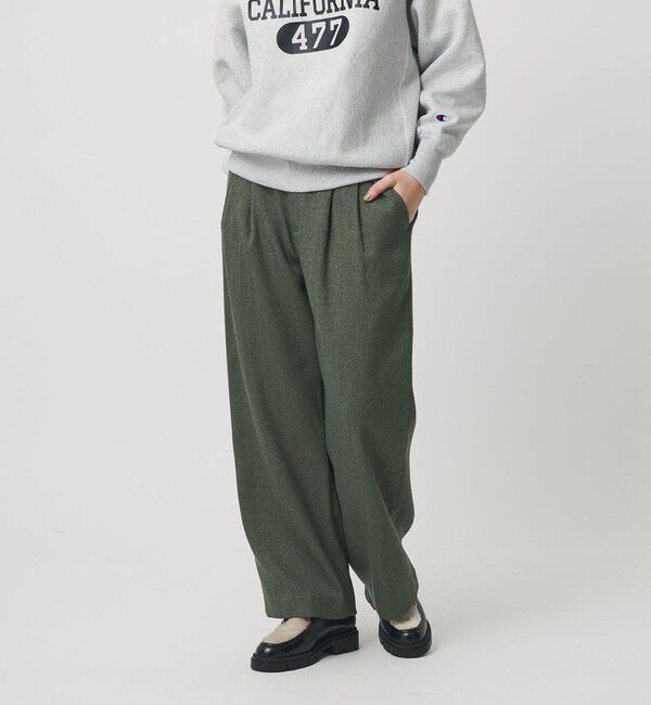 BEAUTY&YOUTH UNITED ARROWS「【WEB限定】裏起毛ヘリンボーン タックワイドパンツ ウォッシャブル」|チノ|KELLY