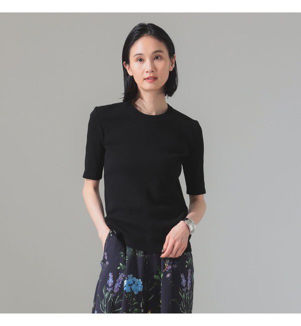 Demi-Luxe BEAMS 「【別注】スタイリスト佐藤佳菜子 &times; SLOANE / クルーネック リブTシャツ」|Tシャツ・カットソー|BLACK