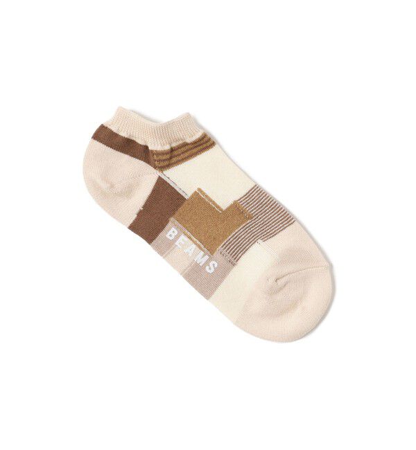 BEAMS「BEAMS / パッチワーク アンクル ソックス」|ソックス|BEIGE