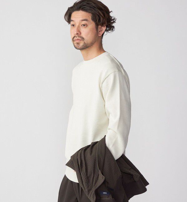 SHIPS「SHIPS:〈手洗い可能〉7ゲージ 2プライ ストローヤーン ギマ クルーネック ニット」|ニット・セーター|