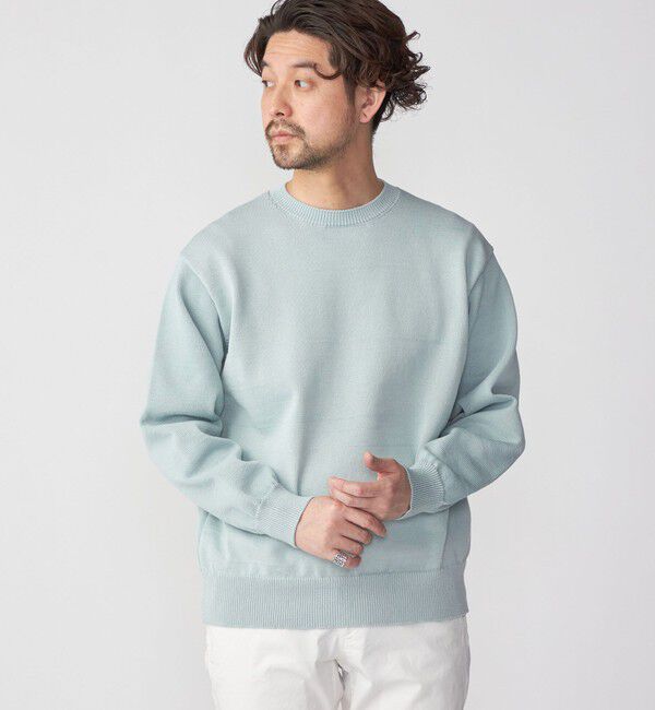SHIPS「SHIPS:〈手洗い可能〉7ゲージ 2プライ ストローヤーン ギマ クルーネック ニット」|ニット・セーター|サックスブルー