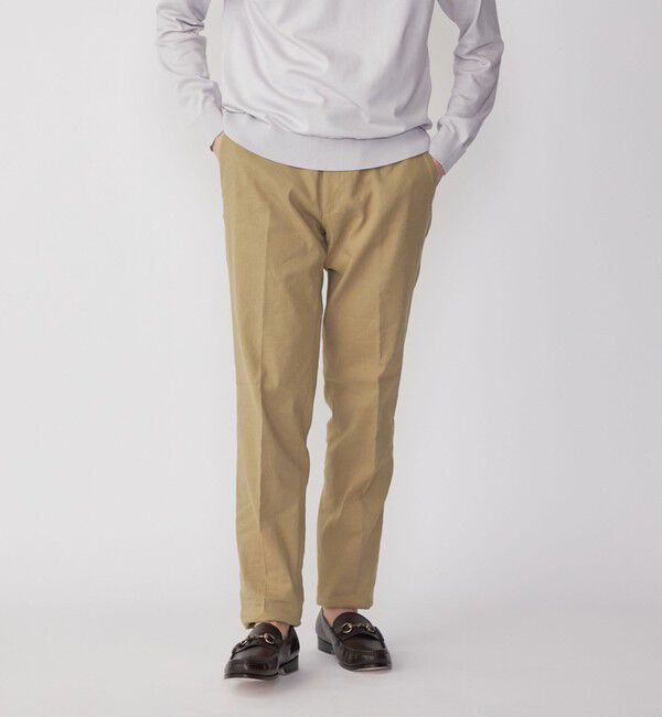 SHIPS「SHIPS:〈セットアップ対応/手洗い可能〉 イージー リネン ストレッチ パンツ」|チノ|