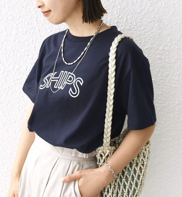 SHIPS for women「【WEB限定】 SHIPS ラウンド プリント ロゴ TEE」|Tシャツ・カットソー|