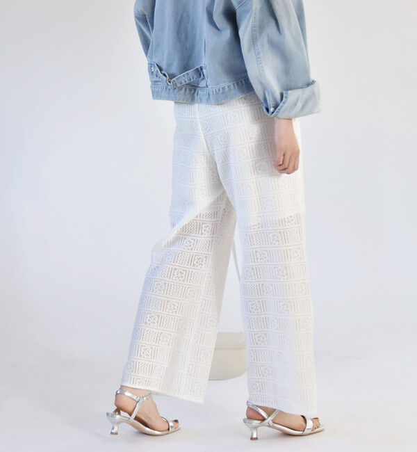 quaranciel「quaranciel:〈手洗い可能〉ジオメトリック レース サイドライン パンツ」|その他|オフホワイト