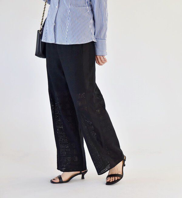 quaranciel「quaranciel:〈手洗い可能〉ジオメトリック レース サイドライン パンツ」|その他|ブラック