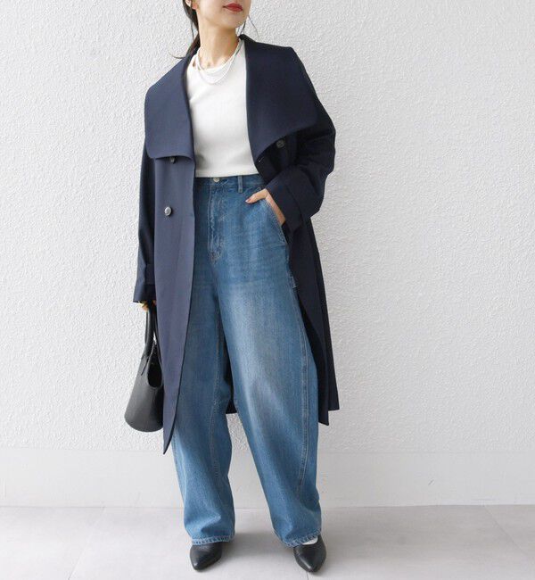 SHIPS any「SHIPS any: ドライツイル ショールカラー Aライン コート［NAVY BLUE］」|その他|