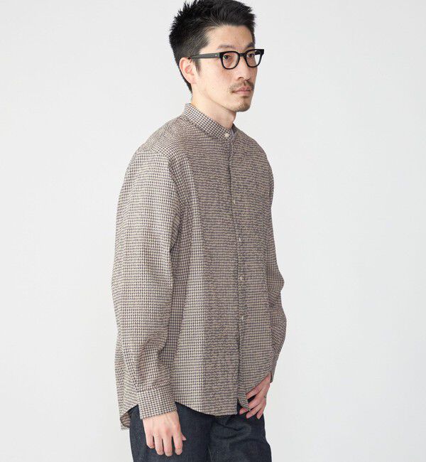 SHIPS「SHIPS: エアー サッカー バンドカラー リラックス 長袖 シャツ〈単色／チェック〉」|シャツ・ブラウス|