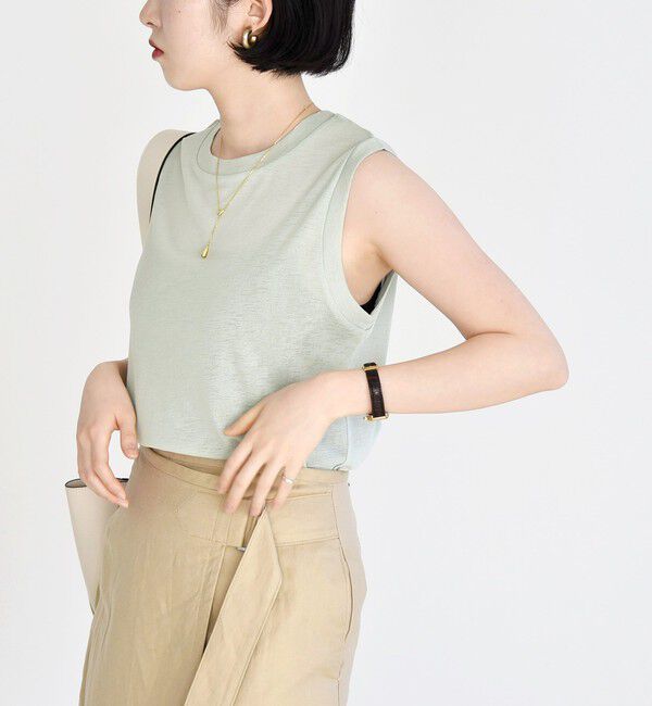 quaranciel「quaranciel:〈手洗い可能〉シアー スラブ ノースリーブ タンク TEE」|Tシャツ・カットソー|