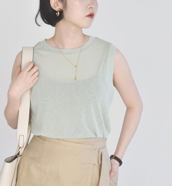 quaranciel「quaranciel:〈手洗い可能〉シアー スラブ ノースリーブ タンク TEE」|Tシャツ・カットソー|