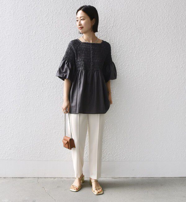 SHIPS for women「【WEB限定】〈手洗い可能〉レーヨン リネン コーティング シャーリング ブラウス」|シャツ・ブラウス|