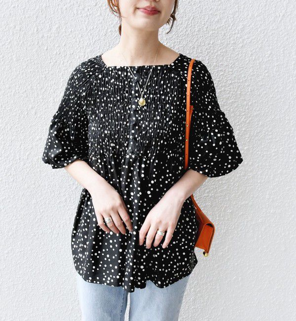 SHIPS for women「【WEB限定】〈手洗い可能〉レーヨン リネン コーティング シャーリング ブラウス」|シャツ・ブラウス|