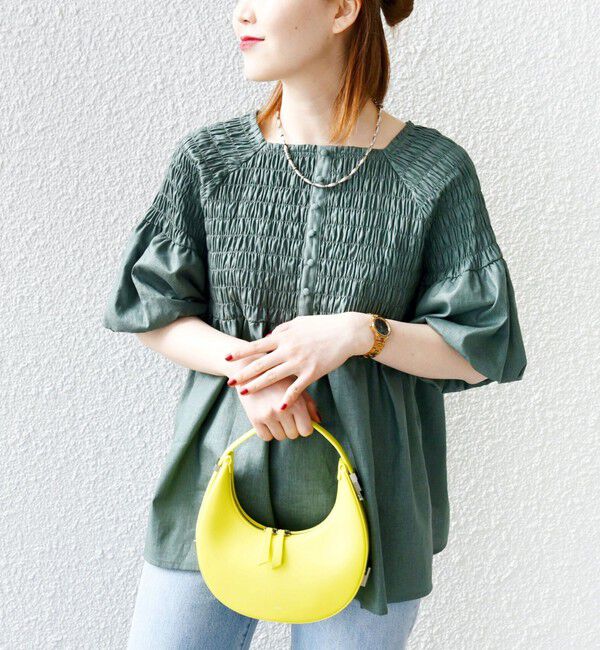 SHIPS for women「【WEB限定】〈手洗い可能〉レーヨン リネン コーティング シャーリング ブラウス」|シャツ・ブラウス|