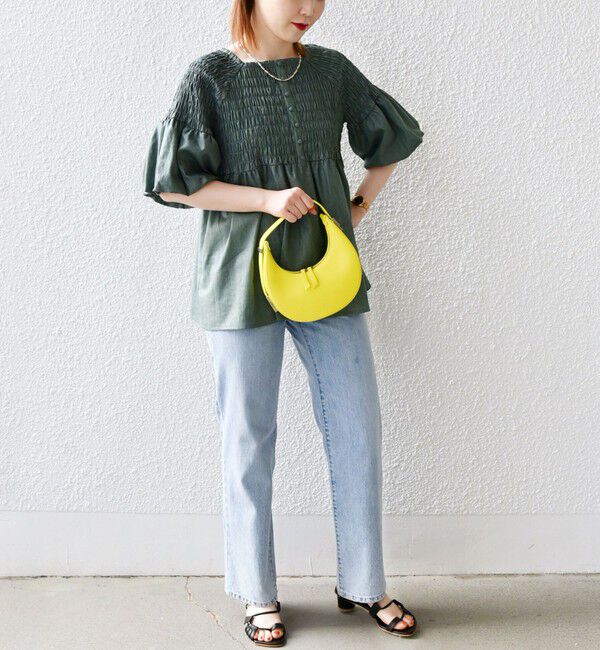 SHIPS for women「【WEB限定】〈手洗い可能〉レーヨン リネン コーティング シャーリング ブラウス」|シャツ・ブラウス|