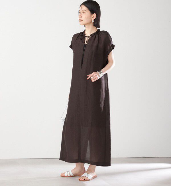 SHIPS for women「〈手洗い可能〉テレデラン ギャザー スリーブ コクーン ワンピース ◇」|ワンピース|