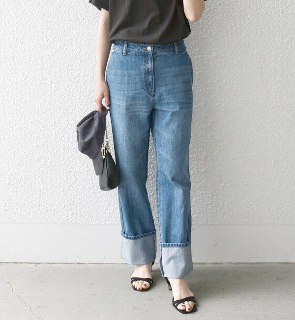 SHIPS any「SHIPS any: ワイド ロールアップ デニム パンツ［SHIPS any DENIM］」|デニム|