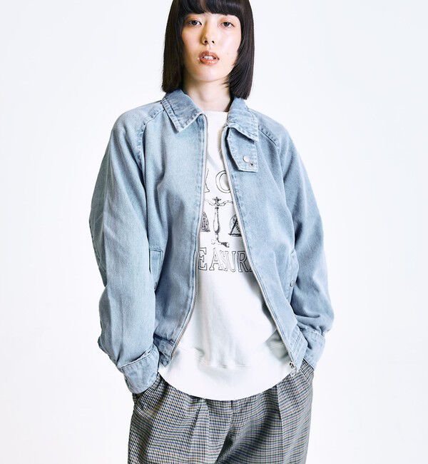 SHIPS「City Ambient Products: デニム ジップ ブルゾン」|ブルゾン・スタジャン|ライトブルー