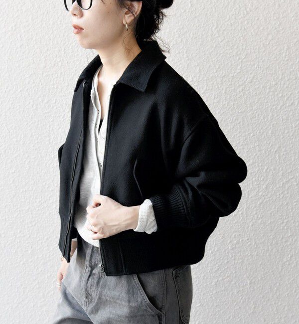 SHIPS any「SHIPS any: ウールミックス 襟付き コンパクト ジップ ブルゾン」|ブルゾン・スタジャン|