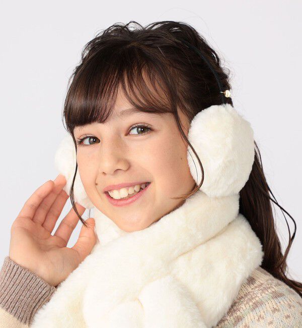 SHIPS KIDS「SHIPS KIDS:フェイクファー イヤー マフラー」|イヤーマフ|オフホワイト