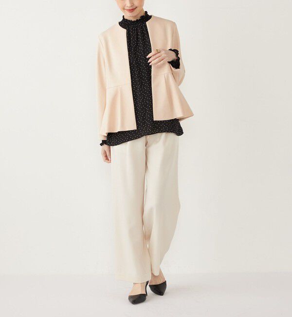 SHIPS Colors 「《一部追加予約》SHIPS Colors:ストレッチ ジョーゼット ペプラム ジャケット◆」|ノーカラージャケット|