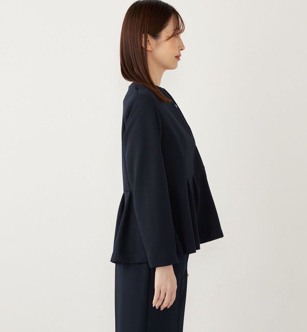 SHIPS Colors 「《一部追加予約》SHIPS Colors:ストレッチ ジョーゼット ペプラム ジャケット◆」|ノーカラージャケット|