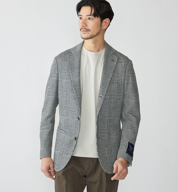 SHIPS「SHIPS: LANIFICIO ROMA プリント ジャージー ジャケット」|テーラードジャケット|ブラック