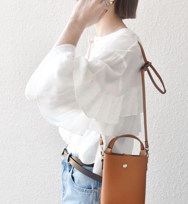 SHIPS any「SHIPS any:〈洗濯機可能〉シアー ボイル フリル バンドカラー シャツ ブラウス」|シャツ・ブラウス|