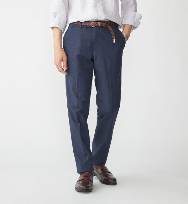 SHIPS「SHIPS: コットン バーズアイ スラックス」|スラックス|ネイビー