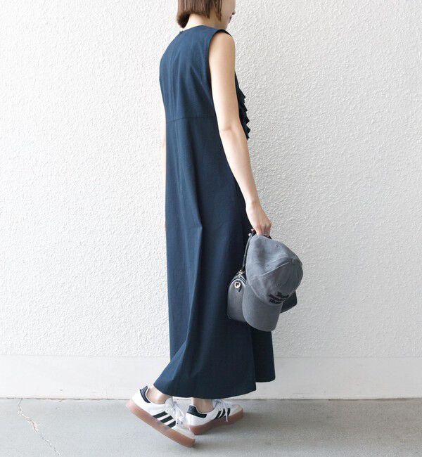 SHIPS any「SHIPS any:〈洗濯機可能〉コードレーン ストライプ フリル Vネック ワンピース」|ワンピース|