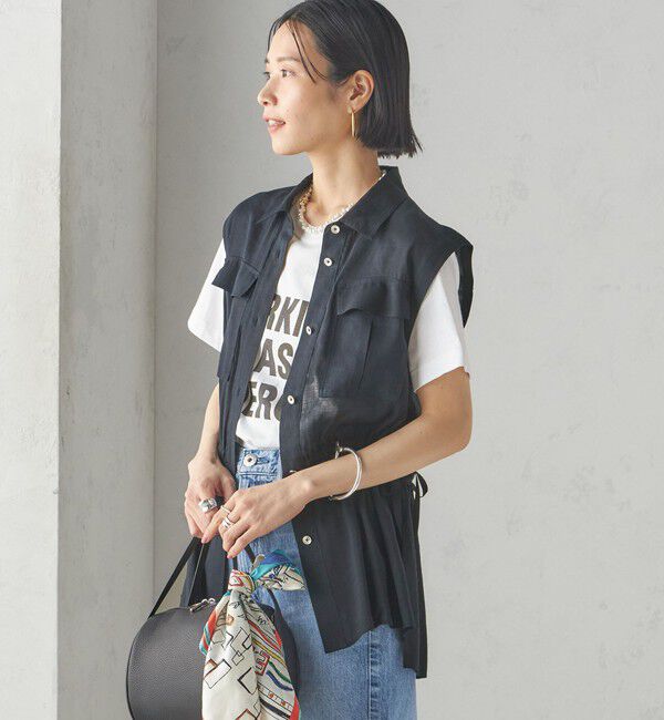 SHIPS for women「〈手洗い可能〉IMPERIAL LINEN Wポケット ノースリーブ シャツ」|シャツ・ブラウス|