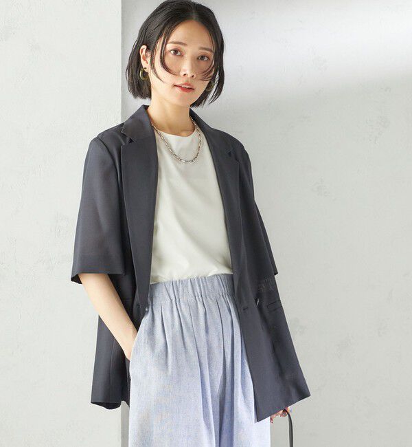SHIPS for women「〈手洗い可能〉ダブル 半袖 ジャケット」|テーラードジャケット|