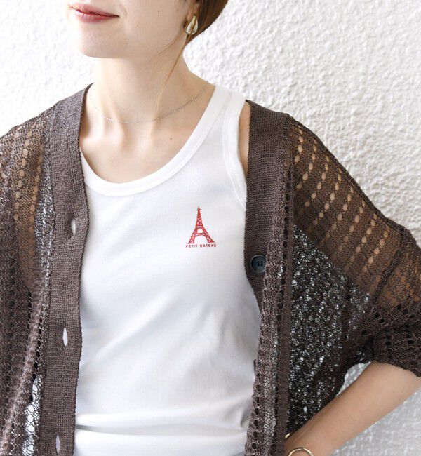 SHIPS any「【SHIPS any別注】PETIT BATEAU: ロゴ プリント タンクトップ 25SS」|タンクトップ|ホワイト