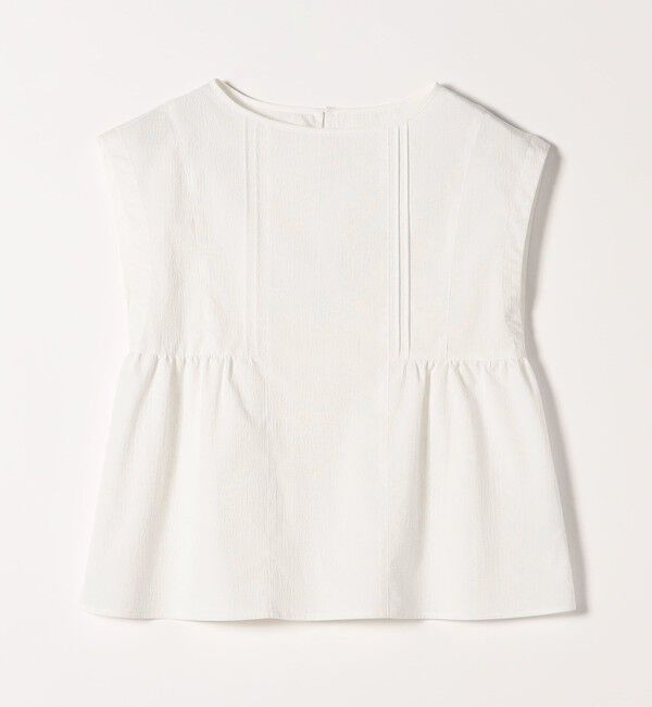 quaranciel「quaranciel:〈洗濯機可能〉ミニサッカー タックギャザー フレンチスリーブ ブラウス」|シャツ・ブラウス|