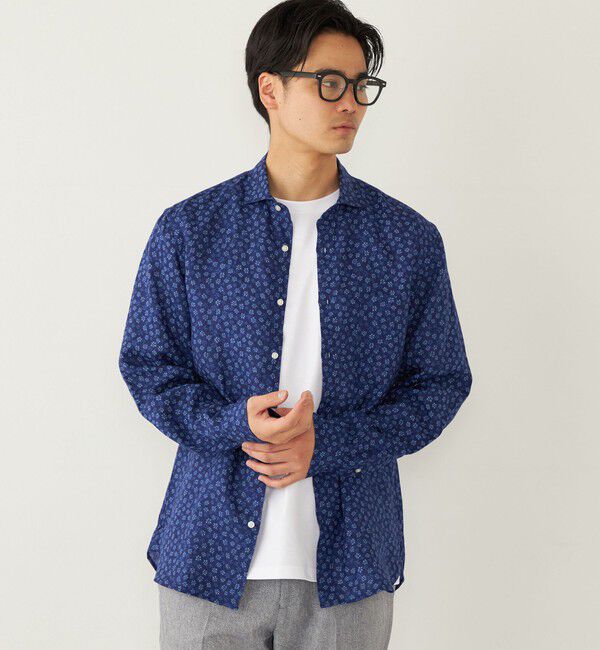 SHIPS Colors 「SHIPS Colors:リネン セミワイド ロングスリーブ シャツ」|シャツ・ブラウス|ダークブルー