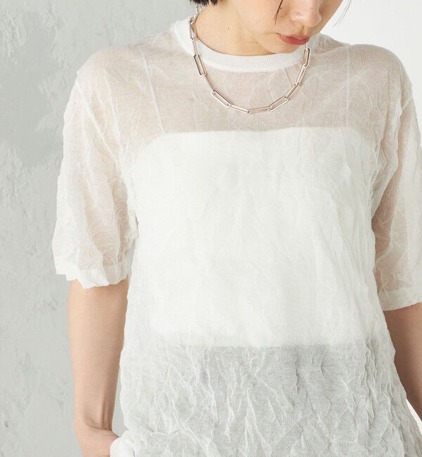 SHIPS for women「《予約》Wai＋:〈手洗い可能〉クリンクル シアー ショート スリーブ プルオーバー」|ニット・セーター|