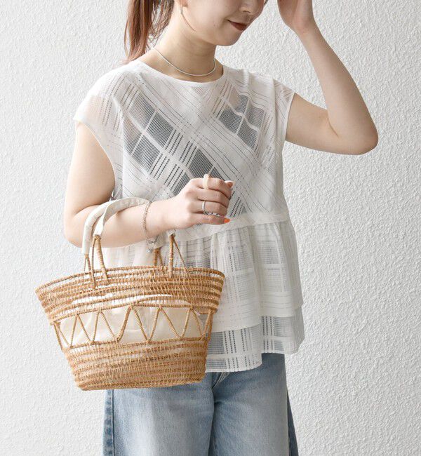 SHIPS any「SHIPS any:〈洗濯機可能〉シアー チェック ティアード ペプラム 2WAY ブラウス」|シャツ・ブラウス|