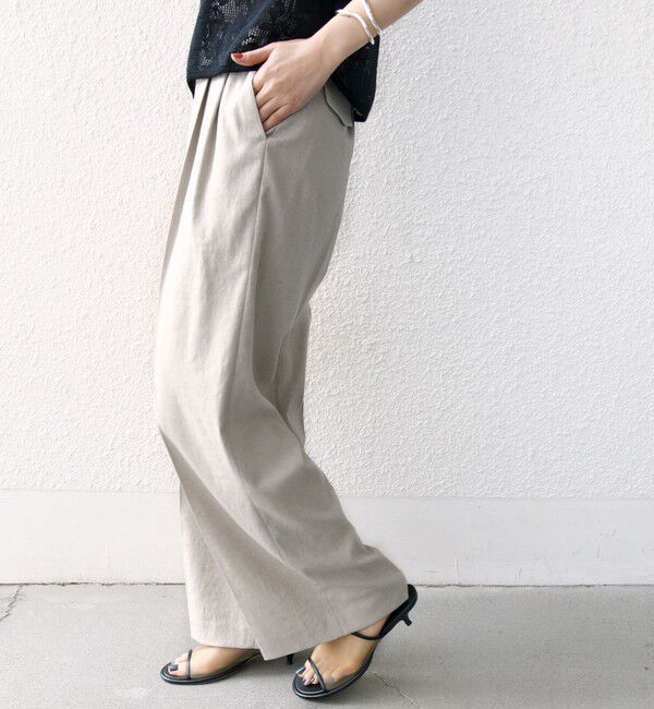 SHIPS for women「〈手洗い可能〉麻調 合繊 2タック ワイド パンツ 2」|その他|