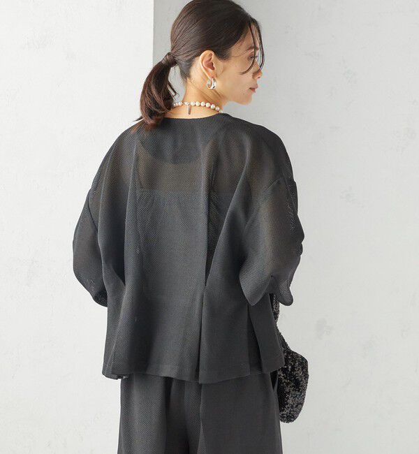 SHIPS for women「troisiemeCHACO:〈洗濯機可能〉メッシュ 半袖 ジャケット」|テーラードジャケット|