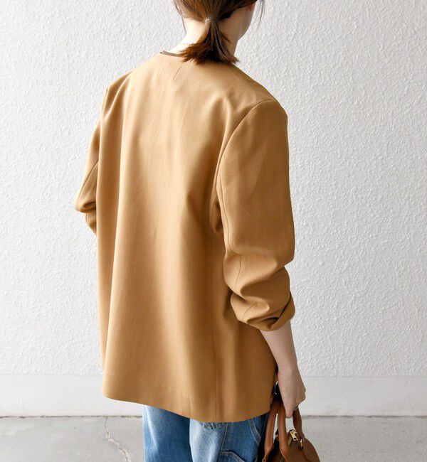 SHIPS any「SHIPS any:〈洗濯機可能〉ウーステッド Vネック ノーカラー ジャケット」|ノーカラージャケット|