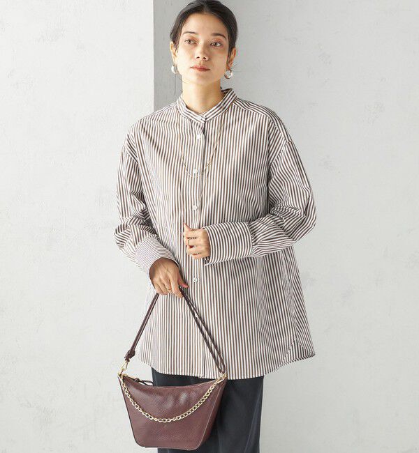 SHIPS for women「〈手洗い可能〉ストライプ フロント ヨーク スタンドカラー シャツ」|シャツ・ブラウス|