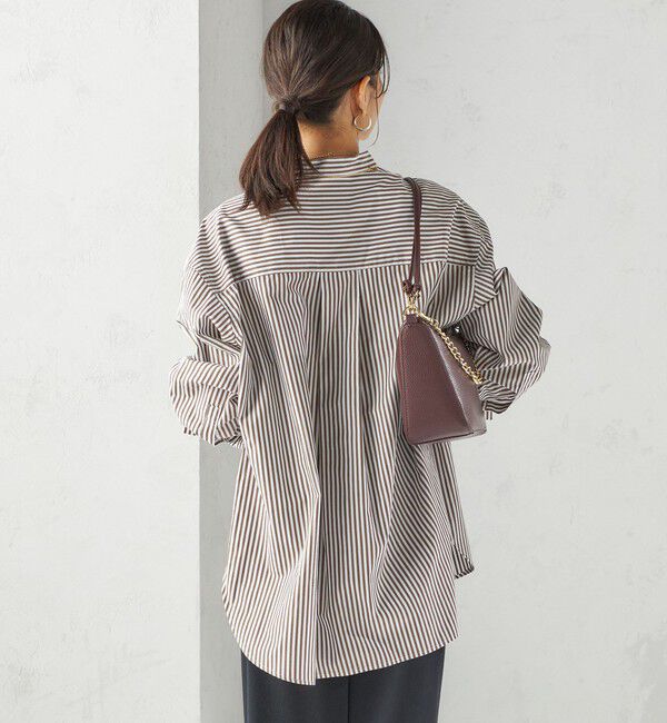 SHIPS for women「〈手洗い可能〉ストライプ フロント ヨーク スタンドカラー シャツ」|シャツ・ブラウス|