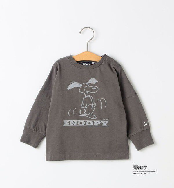 SHIPS KIDS「SHIPS KIDS:80～90cm / SNOOPY ロングスリーブ Tシャツ」|Tシャツ・カットソー|ダークグレー
