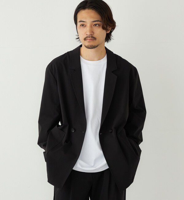 SHIPS Colors 「SHIPS Colors:〈洗濯機可能〉ナイロン ストレッチ ダブル ジャケット(セットアップ可能)」|テーラードジャケット|ブラック