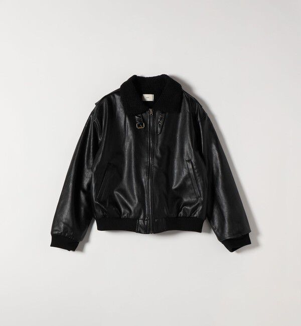 SHIPS any「FLAT YOU: ボア ショート ブルゾン」|ブルゾン・スタジャン|ブラック