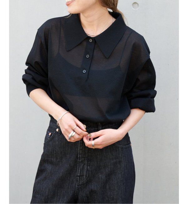 OUTDOOR PRODUCTS Usual Things「ハイゲージシアーロングスリーブニットポロシャツ」|ニット・セーター|