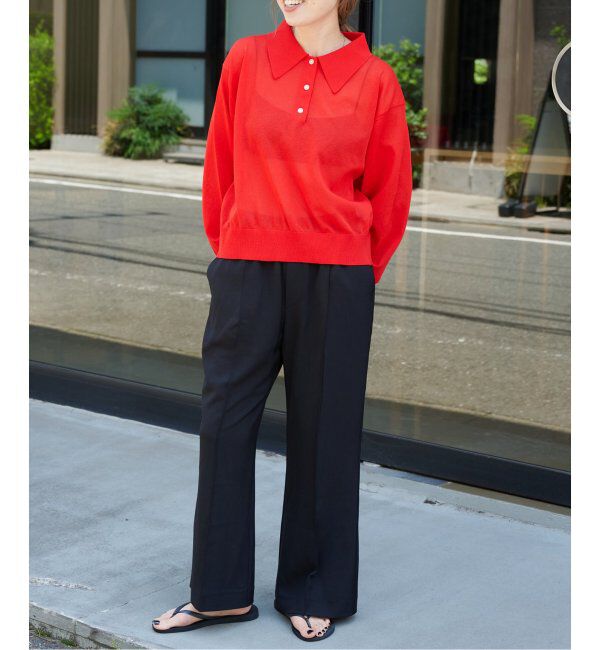 OUTDOOR PRODUCTS Usual Things「ハイゲージシアーロングスリーブニットポロシャツ」|ニット・セーター|