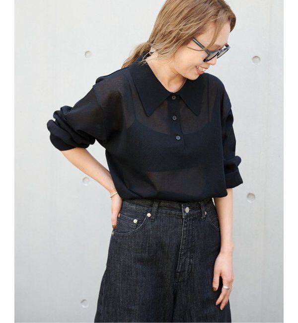 OUTDOOR PRODUCTS Usual Things「ハイゲージシアーロングスリーブニットポロシャツ」|ニット・セーター|