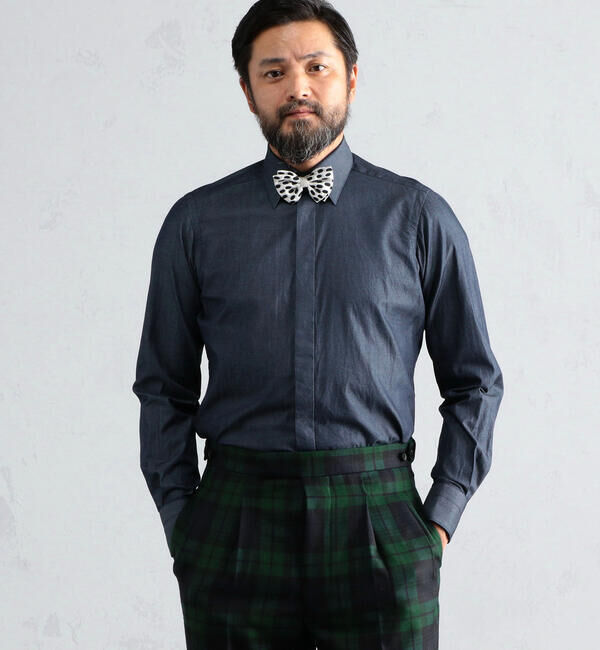 TOMORROWLAND MENS「140/2インディゴツイル レギュラーカラー ドレスシャツ」|シャツ・ブラウス|