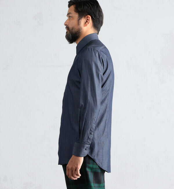TOMORROWLAND MENS「140/2インディゴツイル レギュラーカラー ドレスシャツ」|シャツ・ブラウス|