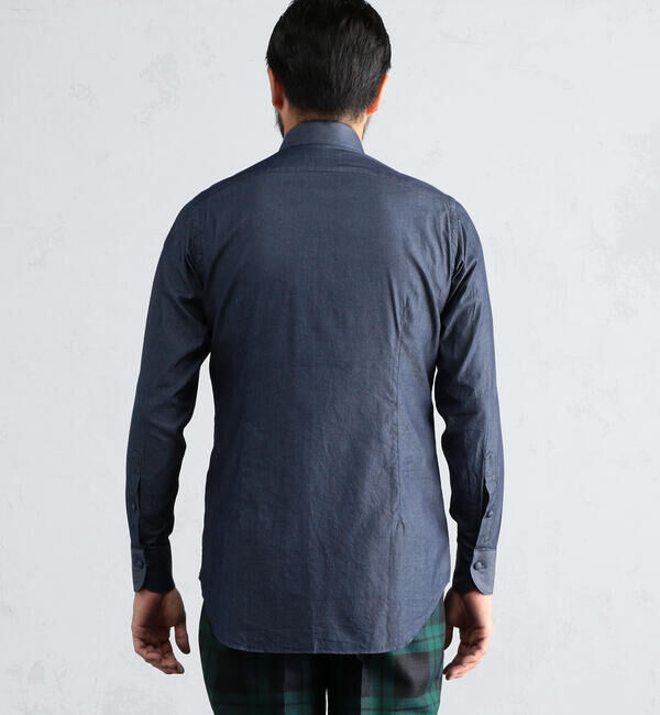 TOMORROWLAND MENS「140/2インディゴツイル レギュラーカラー ドレスシャツ」|シャツ・ブラウス|