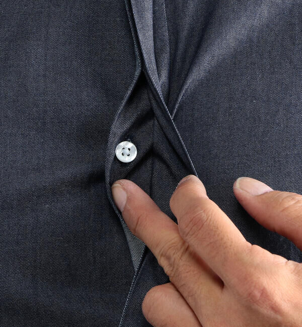 TOMORROWLAND MENS「140/2インディゴツイル レギュラーカラー ドレスシャツ」|シャツ・ブラウス|